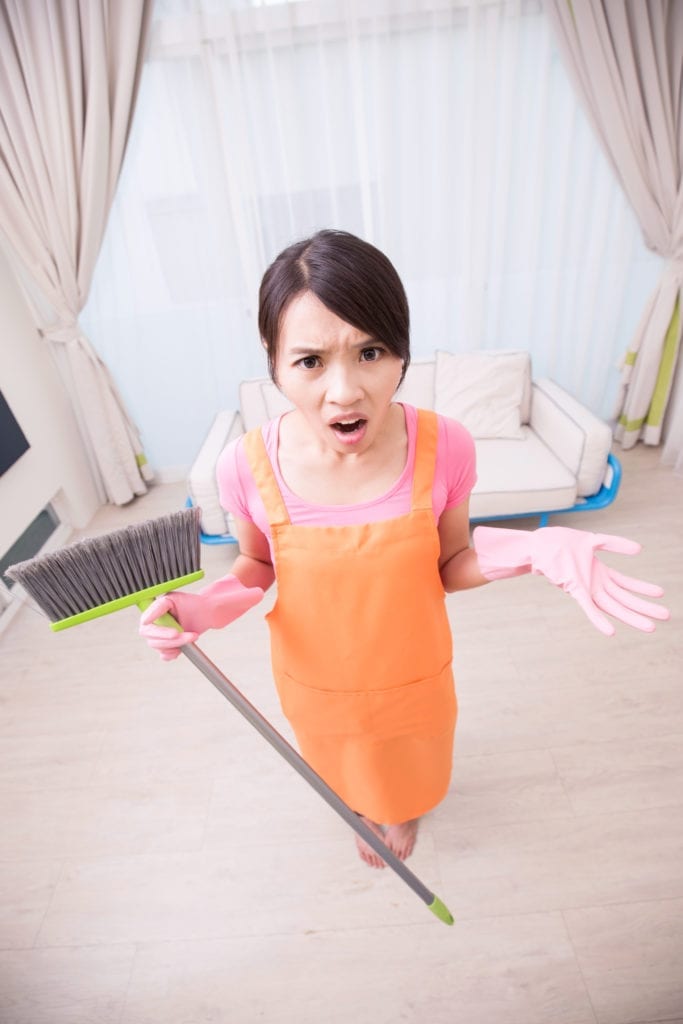 angry teen girl chores